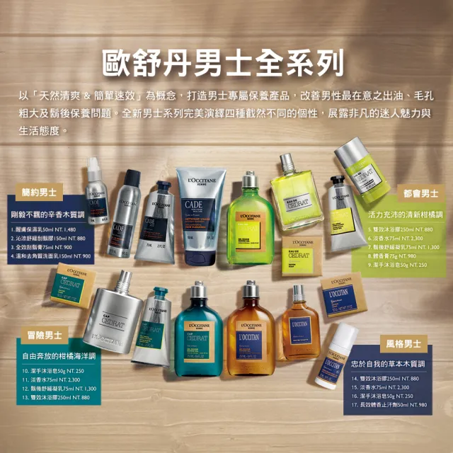 【L’Occitane歐舒丹】官方直營 冒險男士雙效沐浴膠/沐浴乳250ml