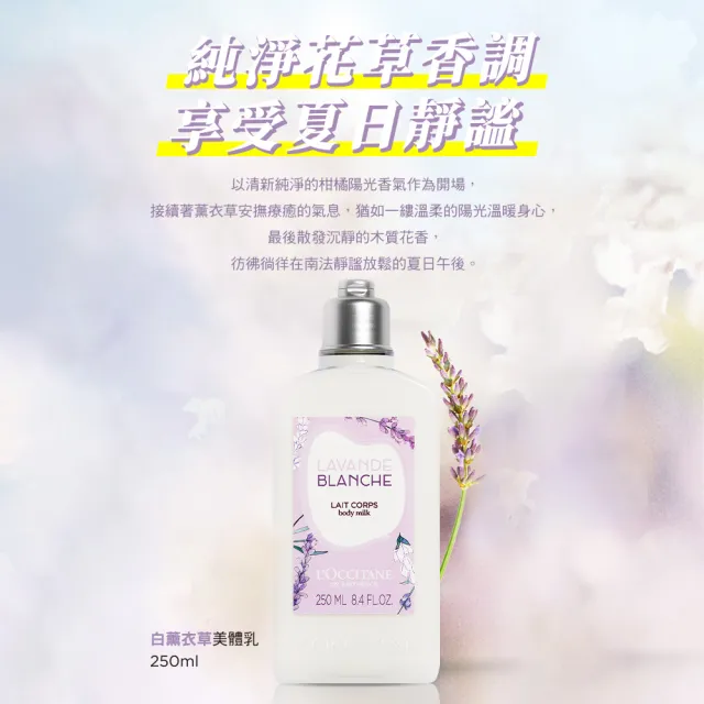 【L’Occitane歐舒丹】白薰衣草美體乳/身體乳250ml(身體保養)