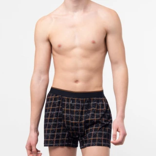 【sloggi Men】CHECKY  經典雙色格紋系列寬鬆平口褲(寧靜黑夜)