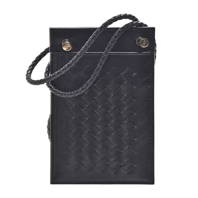 BOTTEGA VENETA 寶緹嘉 經典編織小羊皮掛繩卡夾/零錢包(黑色114545-V0013-1000)