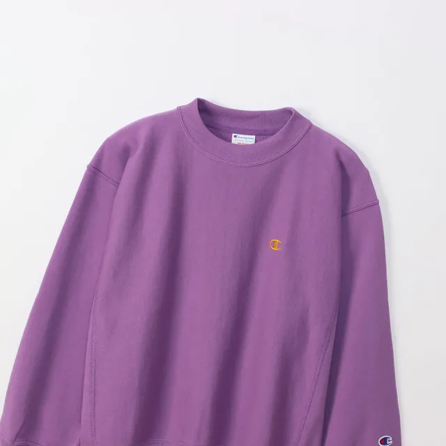 【Champion】官方直營-經典款純棉素色刺繡LOGO大學T-女(紫色)