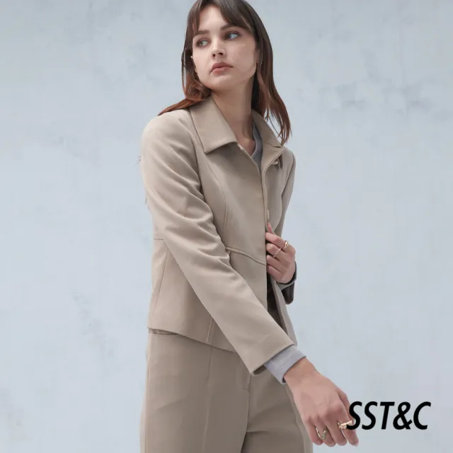 【SST&C】女裝 淺卡其翻領西裝外套7162210005(雙11精選)