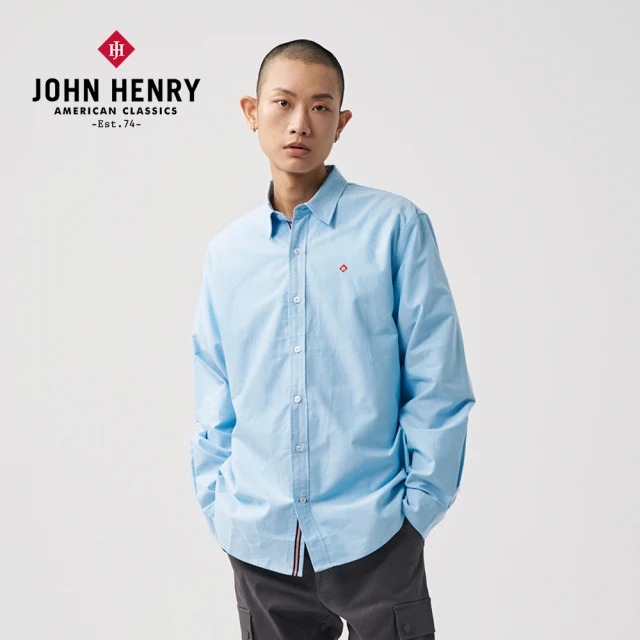 【JOHN HENRY】牛津布長袖襯衫-天空藍