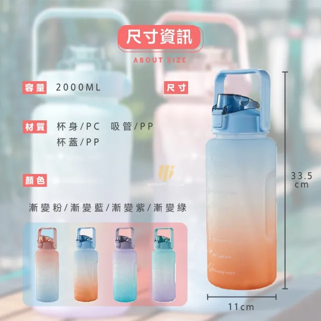 【S-SportPlus+】水壺 750ml漸層水壺 大容量水壺(吸管水壺 運動水壺 環保杯 健身水壺 刻度水壺 彈蓋水壺)