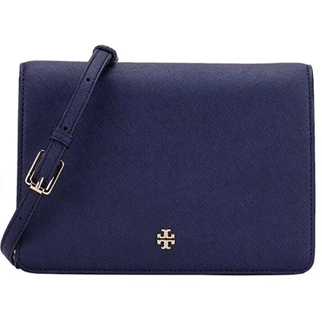 TORY BURCH 雙TLOGO皮革翻蓋斜背包