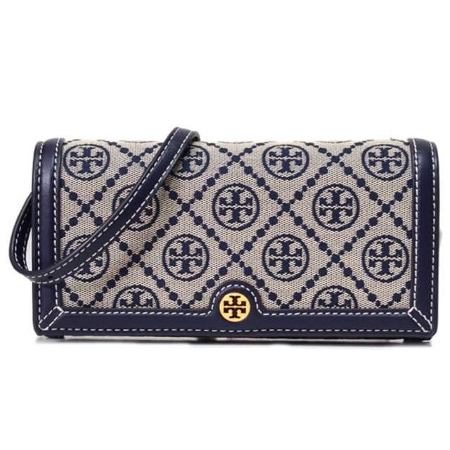 【TORY BURCH】緹花拼接皮革翻蓋斜背包