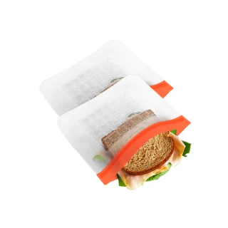 【Prepara】食物保鮮密封夾鏈袋[3號袋 橘色夾鏈]-20.32x17.38cm x2入