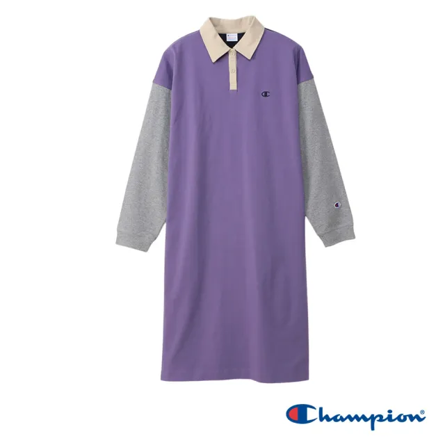 【Champion】官方直營-拼接大色塊POLO連身裙-女(紫色)
