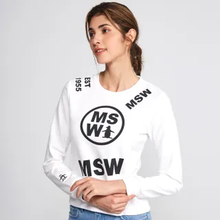 【Munsingwear】企鵝牌 女款白色字母印花長袖T-SHIRT   MLSL2804