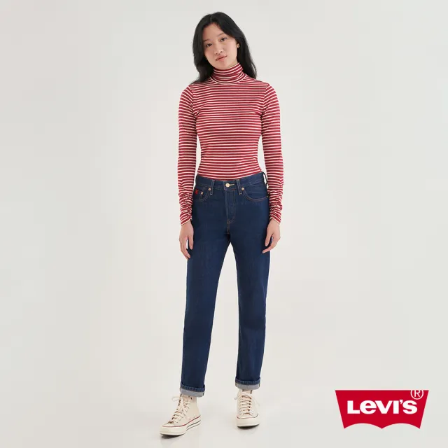 【LEVIS 官方旗艦】女款 501高腰合身排釦牛仔長褲 / 金耳 / 精工深藍染水洗 熱賣單品 12501-0499