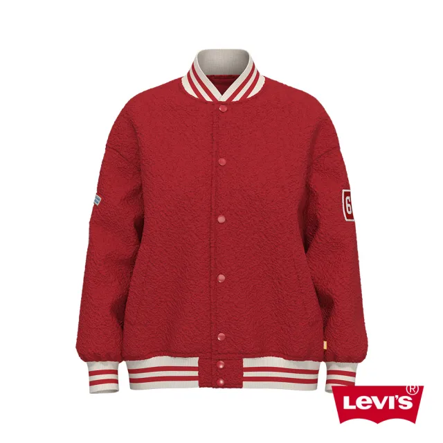 【LEVIS 官方旗艦】Gold Tab金標系列 女款 Oversize寬鬆版棒球外套 紅 人氣新品 A7205-0000