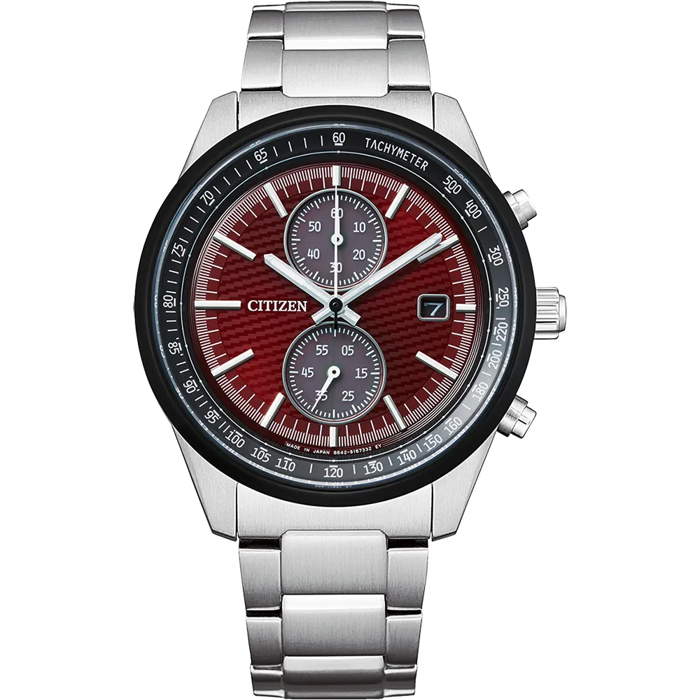 【CITIZEN 星辰】東京紅限量版 計時碼錶手錶 送行動電源 畢業禮物(CA7034-96W)