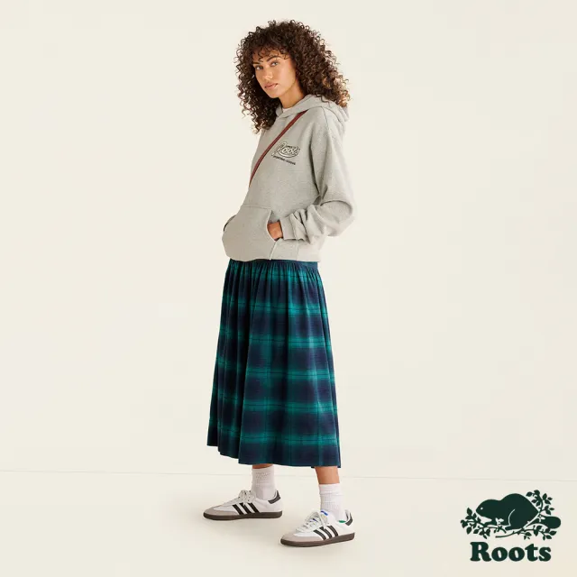 【Roots】Roots女裝-率性生活系列 法蘭絨休閒長裙(綠色)