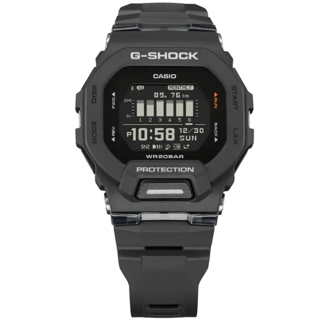 【CASIO 卡西歐】G-SHOCK 藍牙連線 方形運動腕錶 母親節 禮物(GBD-200-1)