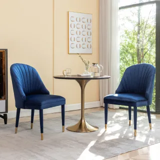 【E-home】Olivia奧利維亞高級絨布包金腳休閒餐椅 2色可選(網美椅 會客椅 美甲 高背)