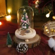 【KIRA與花花藝】聖誕樹蠟燭×永生聖誕樹LED玻璃罩 交換禮物盒 /浪漫粉(附燭台、LED燈/聖誕禮物/聖誕節)