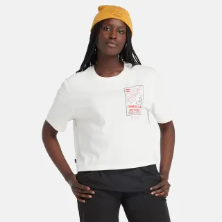 【Timberland】女款復古白短版短袖T恤(A6HRDCM9)