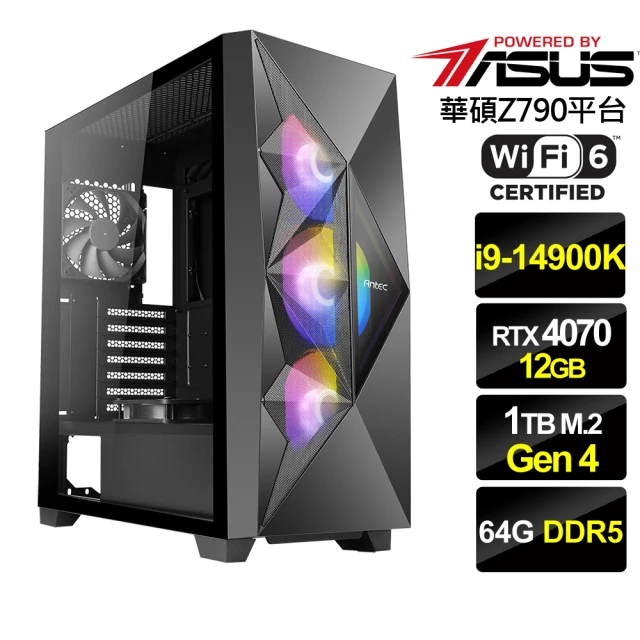 華碩平台華碩平台 i9二十四核GeForce RTX 4070{星焰鬥士}電競機(i9-14900K/Z790/64G/1TB)