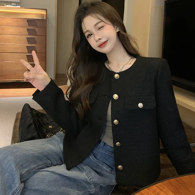 【Amirr 艾米爾】★ 氣質百搭小香風短款外套(女上衣/長袖/圓領)