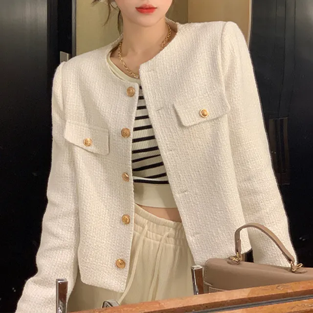 【Amirr 艾米爾】★ 氣質百搭小香風短款外套(女上衣/長袖/圓領)