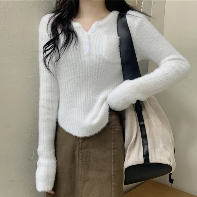 【Amirr 艾米爾】★仿水貂絨不規則上衣(女上衣/長袖/保暖)