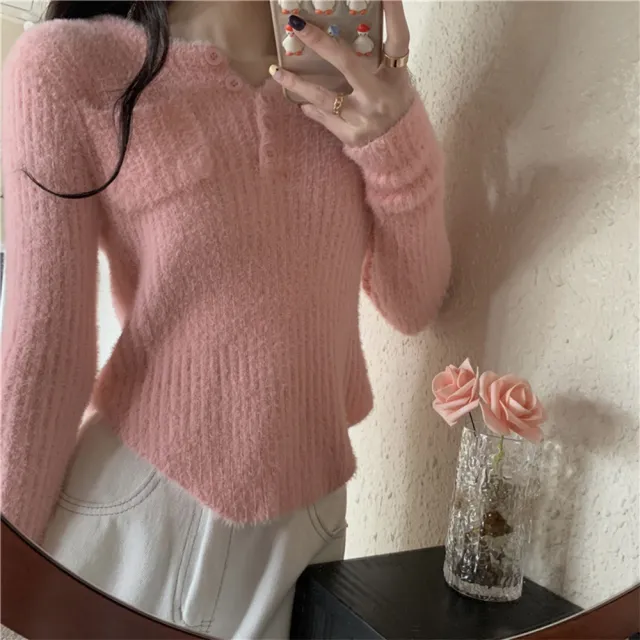 【Amirr 艾米爾】★仿水貂絨不規則上衣(女上衣/長袖/保暖)
