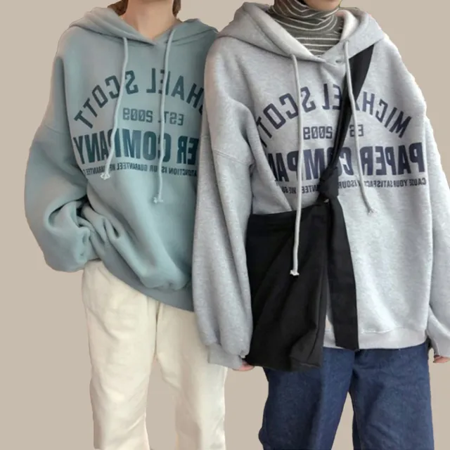 【Amirr 艾米爾】★ 加絨加厚連帽寬鬆抽繩衛衣(女上衣/長袖/保暖)