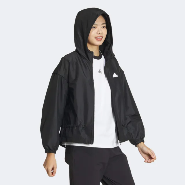 【adidas 愛迪達】外套 女款 運動連帽外套 風衣外套 亞規 TECH WV JKT 黑 IM8813