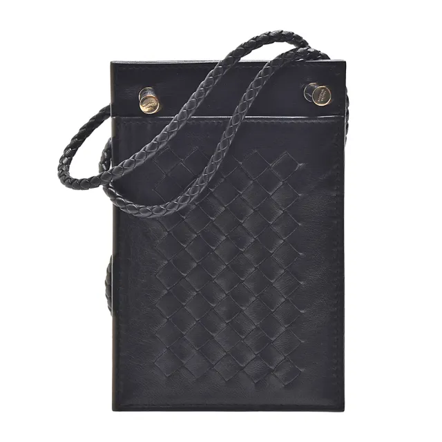 【BOTTEGA VENETA 寶緹嘉】經典編織小羊皮掛繩卡夾/零錢包(黑色114545-V0013-1000)