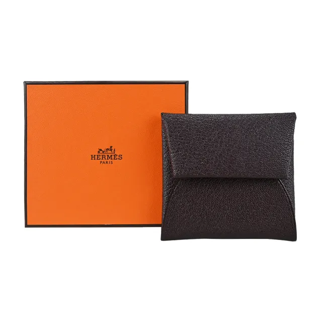 【Hermes 愛馬仕】Bastia 羊皮零錢包(AF紫褐/閃電藍)