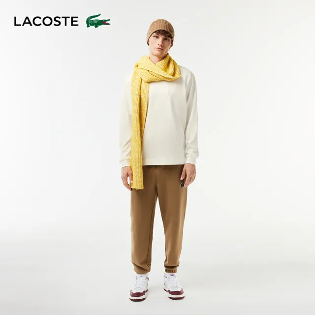 【LACOSTE】男裝-TENNIS寬鬆長袖棉T(米色)