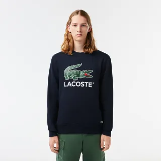 【LACOSTE】男裝-經典版型鱷魚Logo大學T(海軍藍)