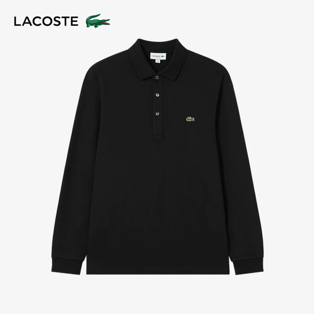LACOSTE 男裝-經典修身長袖Polo衫(黑色)