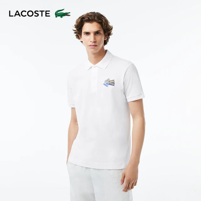 LACOSTE 男裝-棉質網眼徽章短袖Polo衫(白色)