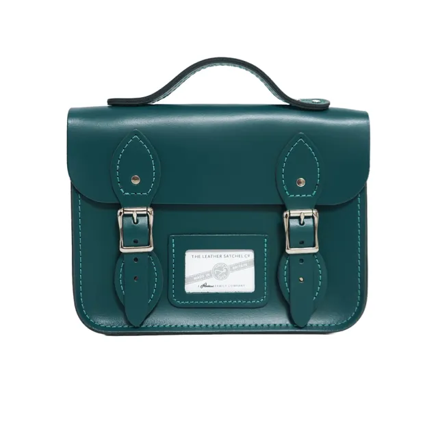 【The Leather Satchel Co.】8.5吋 英國手工牛皮劍橋包 手提包 肩背包 側肩包 多功能兩用包(果墨綠)
