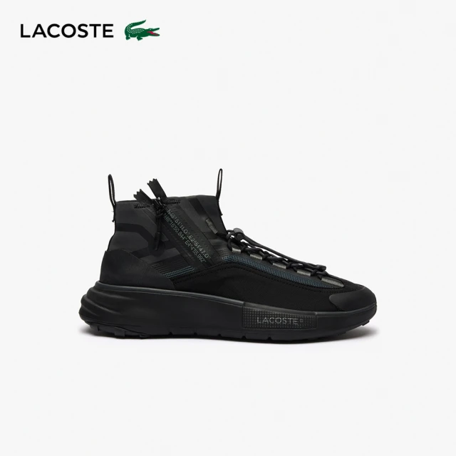 LACOSTE 男鞋-高筒拼接襪套式運動鞋(黑色)