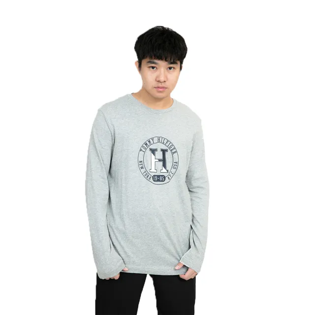 【Tommy Hilfiger】三色 薄長袖 純棉 大尺碼 長袖 上衣  T恤 長T 平輸品(藍 灰 紅 三色 長袖9298BI4)