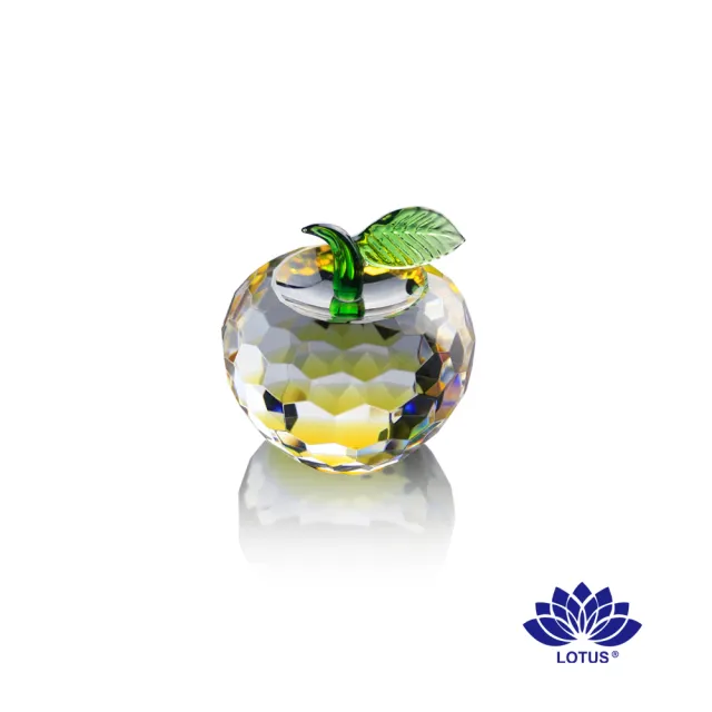 【LOTUS 蓮花】水晶金蘋果7.4x7.6cm (平平安安_開運招財_精緻禮盒)