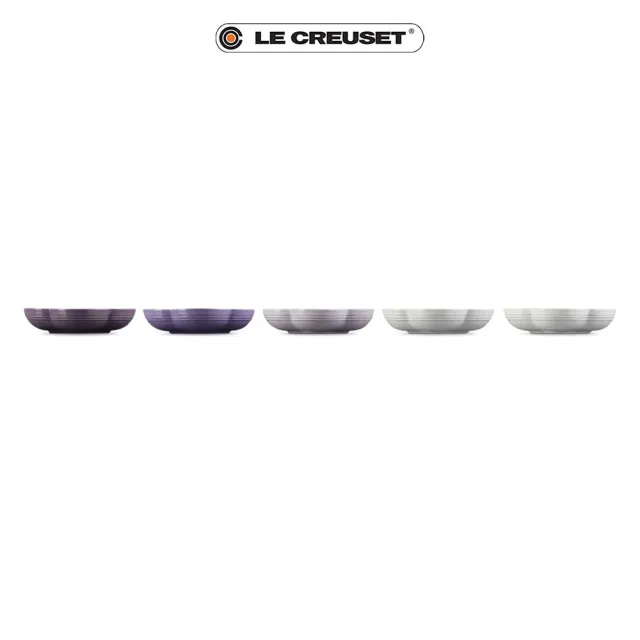 【Le Creuset】復古調色盤系列 瓷器花型盤-中-20cm-5入(星河紫/藍鈴紫/卡特蘭/淡粉紫/綻放粉)