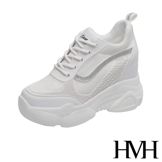 HMHHMH 立體滴塑流線金蔥造型厚底內增高時尚休閒鞋(銀)