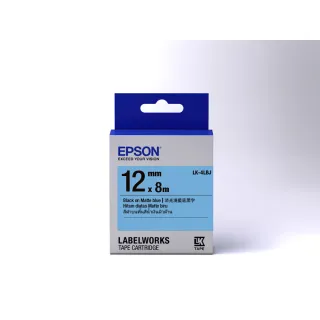 【EPSON】標籤帶 消光霧面系列 淺藍底黑字/12mm(LK-4LBJ)