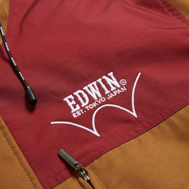 【EDWIN】男裝 都會羽絨夾克連帽外套(黃褐色)
