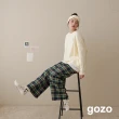 【gozo】g+ Lazy day懶在家格紋鬆緊長褲(兩色)