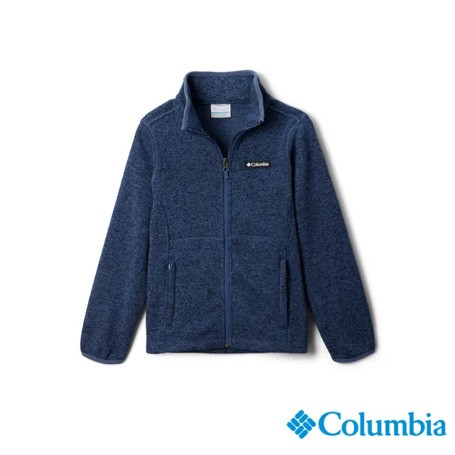 【Columbia 哥倫比亞】童款-Sweater Weather™刷毛外套-墨藍(UAY27970IB/HF)