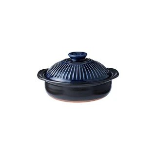 【日本佐治陶器】日本製菊花系列瑠璃釉陶鍋/湯鍋850ML(6號)