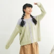 【Dailo】條紋緹花假門襟長袖針織上衣(綠 卡 灰/魅力商品)