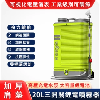 【芝浦】20L電動高壓清洗機 噴霧器 30mH鋰電三開關高壓水泵(6.0強勁超霧化打藥機 純銅電機)
