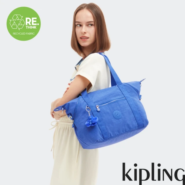 KIPLING官方旗艦館 藍粉海洋波紋印花手提側背包-ART