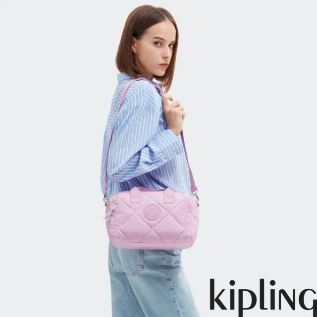 KIPLING官方旗艦館 夢幻優雅粉紫中型圓筒手提肩背兩用包-BINA M