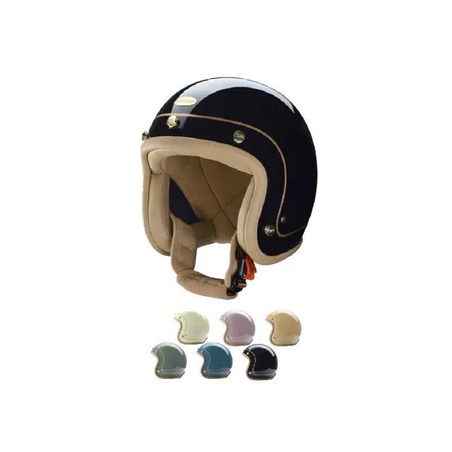 【Chief Helmet】Charites 素色皮邊 黑 3/4罩 安全帽(復古帽 騎士安全帽 騎士安全帽 皮邊金線帽 騎士帽)